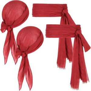 imagePirate Costume Halloween Women Men Pirate Head Scarf Hat Accessories Cosplay Pirate Waist Belt Bandana Headband Renaissance2 Red