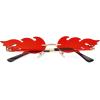imageAmerican Trends Bat Sunglasses Fire Flame Sunglasses for Women Men Funky Rimless Eye Glasses for Halloween PartyFlame Red