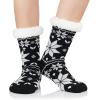 imageAmerican Trends Fuzzy Socks for Women House Socks Indoor Winter Warm Furry Socks Athletic Socks for ChristmasBlack Snow