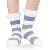 imageAmerican Trends Fuzzy Socks for Women House Socks Indoor Winter Warm Furry Socks Athletic Socks for ChristmasBlue Grey Stripes