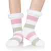 imageAmerican Trends Fuzzy Socks for Women House Socks Indoor Winter Warm Furry Socks Athletic Socks for ChristmasPink Coffee Stripes