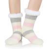 imageAmerican Trends Fuzzy Socks for Women House Socks Indoor Winter Warm Furry Socks Athletic Socks for ChristmasPurple Stripes