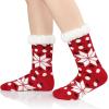imageAmerican Trends Fuzzy Socks for Women House Socks Indoor Winter Warm Furry Socks Athletic Socks for ChristmasRed Snow
