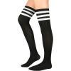 imageAmerican Trends Thigh High Socks for Women Striped Socks Tube Stockings Cosplay Accessories Cute Leg Warmers1 Black White