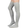 imageAmerican Trends Thigh High Socks for Women Striped Socks Tube Stockings Cosplay Accessories Cute Leg Warmers1 Light Grey