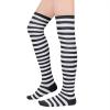 imageAmerican Trends Thigh High Socks for Women Striped Socks Tube Stockings Cosplay Accessories Cute Leg WarmersBlack White Pinstripes