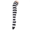 imageAmerican Trends Thigh High Socks for Women Striped Socks Tube Stockings Cosplay Accessories Cute Leg WarmersBlack White Stripes
