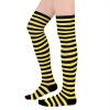 imageAmerican Trends Thigh High Socks for Women Striped Socks Tube Stockings Cosplay Accessories Cute Leg WarmersBlack Yellow Pinstripes