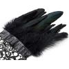 imageAmerican Trends Womens Lace Feather Long Gloves Gothic Mesh Witch Spider Web for Halloween Costume Accessories Costume1 Pair Baroque Lace Black