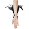 imageAmerican Trends Womens Lace Feather Long Gloves Gothic Mesh Witch Spider Web for Halloween Costume Accessories Costume1 Pair Baroque Lace Black