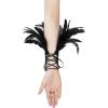 imageAmerican Trends Womens Lace Feather Long Gloves Gothic Mesh Witch Spider Web for Halloween Costume Accessories Costume1 Pair Cross Lace Black
