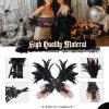 imageAmerican Trends Womens Lace Feather Long Gloves Gothic Mesh Witch Spider Web for Halloween Costume Accessories Costume1 Pair White
