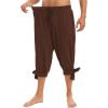 imagePirate Pants for Men Renaissance Shorts Medieval Viking Navigator Pants Halloween Cosplay Costume Steampunk ShortsBrown