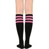 imageWomens Athletic Knee High Socks Outdoor Sport Thigh High Stockings Casual Stripes Tube Socks1 Pack Black Pink Stripes