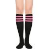 imageWomens Athletic Knee High Socks Outdoor Sport Thigh High Stockings Casual Stripes Tube Socks1 Pack Black Pink Stripes