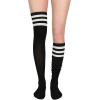 imageWomens Athletic Knee High Socks Outdoor Sport Thigh High Stockings Casual Stripes Tube Socks1 Pack Black White