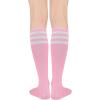 imageWomens Athletic Knee High Socks Outdoor Sport Thigh High Stockings Casual Stripes Tube Socks1 Pack Pink White