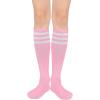 imageWomens Athletic Knee High Socks Outdoor Sport Thigh High Stockings Casual Stripes Tube Socks1 Pack Pink White