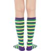 imageWomens Athletic Knee High Socks Outdoor Sport Thigh High Stockings Casual Stripes Tube Socks1 Pack Purplegreenyellow
