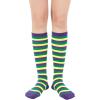imageWomens Athletic Knee High Socks Outdoor Sport Thigh High Stockings Casual Stripes Tube Socks1 Pack Purplegreenyellow