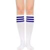 imageWomens Athletic Knee High Socks Outdoor Sport Thigh High Stockings Casual Stripes Tube Socks1 Pack White Blue