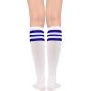 imageWomens Athletic Knee High Socks Outdoor Sport Thigh High Stockings Casual Stripes Tube Socks1 Pack White Blue