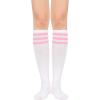 imageWomens Athletic Knee High Socks Outdoor Sport Thigh High Stockings Casual Stripes Tube Socks1 Pack White Pink