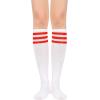 imageWomens Athletic Knee High Socks Outdoor Sport Thigh High Stockings Casual Stripes Tube Socks1 Pack White Red