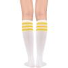 imageWomens Athletic Knee High Socks Outdoor Sport Thigh High Stockings Casual Stripes Tube Socks1 Pack White Yellow