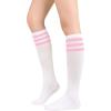 imageWomens Athletic Knee High Socks Outdoor Sport Thigh High Stockings Casual Stripes Tube Socks3 Pack White Black Pink