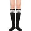 imageWomens Athletic Knee High Socks Outdoor Sport Thigh High Stockings Casual Stripes Tube Socks3 Pack White Black Pink