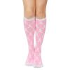 imageWomens Athletic Knee High Socks Outdoor Sport Thigh High Stockings Casual Stripes Tube SocksPinkribbon
