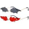 imageAmerican Trends Bat Sunglasses Fire Flame Sunglasses for Women Men Funky Rimless Eye Glasses for Halloween PartyB Colors2