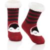imageAmerican Trends Fuzzy Socks for Girls Winter Fleece Toddler Kids Socks Non Skid Thick Warm Baby Boys SocksRed Penguin