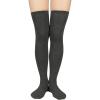 imageAmerican Trends Thigh High Socks for Women Striped Socks Tube Stockings Cosplay Accessories Cute Leg Warmers1 Dark Grey