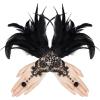 imageAmerican Trends Womens Lace Feather Long Gloves Gothic Mesh Witch Spider Web for Halloween Costume Accessories Costume1 Pair Baroque Lace Black