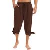 imagePirate Pants for Men Renaissance Shorts Medieval Viking Navigator Pants Halloween Cosplay Costume Steampunk ShortsBrown