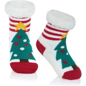 imageAmerican Trends Baby Slipper Socks Christmas Toddler Fuzzy Socks Warm Fleece Non Skid Winter SocksChristmas Tree