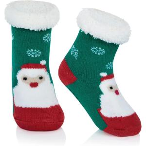 imageAmerican Trends Baby Slipper Socks Christmas Toddler Fuzzy Socks Warm Fleece Non Skid Winter SocksSanta Claus
