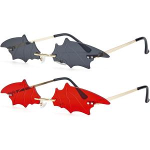 imageAmerican Trends Bat Sunglasses Fire Flame Sunglasses for Women Men Funky Rimless Eye Glasses for Halloween PartyA Colors2