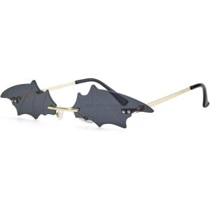 imageAmerican Trends Bat Sunglasses Fire Flame Sunglasses for Women Men Funky Rimless Eye Glasses for Halloween PartyBat Grey