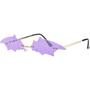 imageAmerican Trends Bat Sunglasses Fire Flame Sunglasses for Women Men Funky Rimless Eye Glasses for Halloween PartyBat Purple