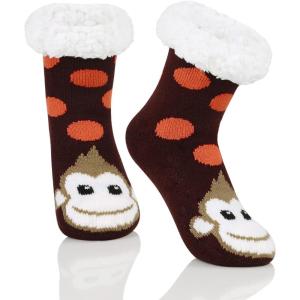 imageAmerican Trends Fuzzy Socks for Girls Winter Fleece Toddler Kids Socks Non Skid Thick Warm Baby Boys SocksSmile Monkey