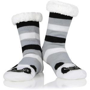 imageAmerican Trends Fuzzy Socks for Women House Socks Indoor Winter Warm Furry Socks Athletic Socks for ChristmasBlakc Raccon B