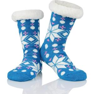 imageAmerican Trends Fuzzy Socks for Women House Socks Indoor Winter Warm Furry Socks Athletic Socks for ChristmasBlue Snow