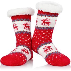 imageAmerican Trends Fuzzy Socks for Women House Socks Indoor Winter Warm Furry Socks Athletic Socks for ChristmasG Red Deer