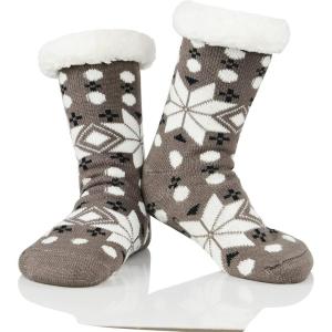 imageAmerican Trends Fuzzy Socks for Women House Socks Indoor Winter Warm Furry Socks Athletic Socks for ChristmasGray Snow