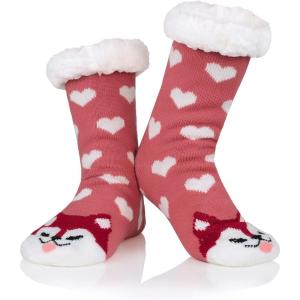 imageAmerican Trends Fuzzy Socks for Women House Socks Indoor Winter Warm Furry Socks Athletic Socks for ChristmasPink Dog