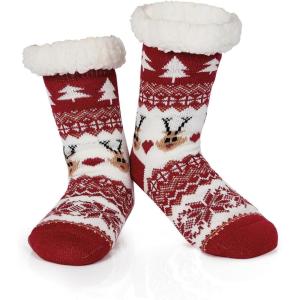 imageAmerican Trends Fuzzy Socks for Women House Socks Indoor Winter Warm Furry Socks Athletic Socks for ChristmasRed Deer B