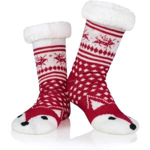 imageAmerican Trends Fuzzy Socks for Women House Socks Indoor Winter Warm Furry Socks Athletic Socks for ChristmasRed Fox